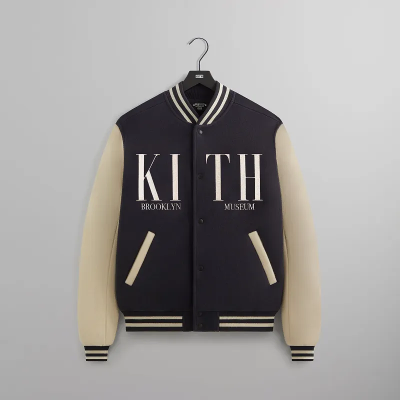 Kith for the Brooklyn Museum Wool Varsity Jacket - Ink sold by Kith