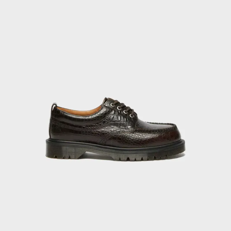 Dr. Martens Lowell Analine Crocodile Embossed Moc Toe Shoe - Dark Brown sold by Kith