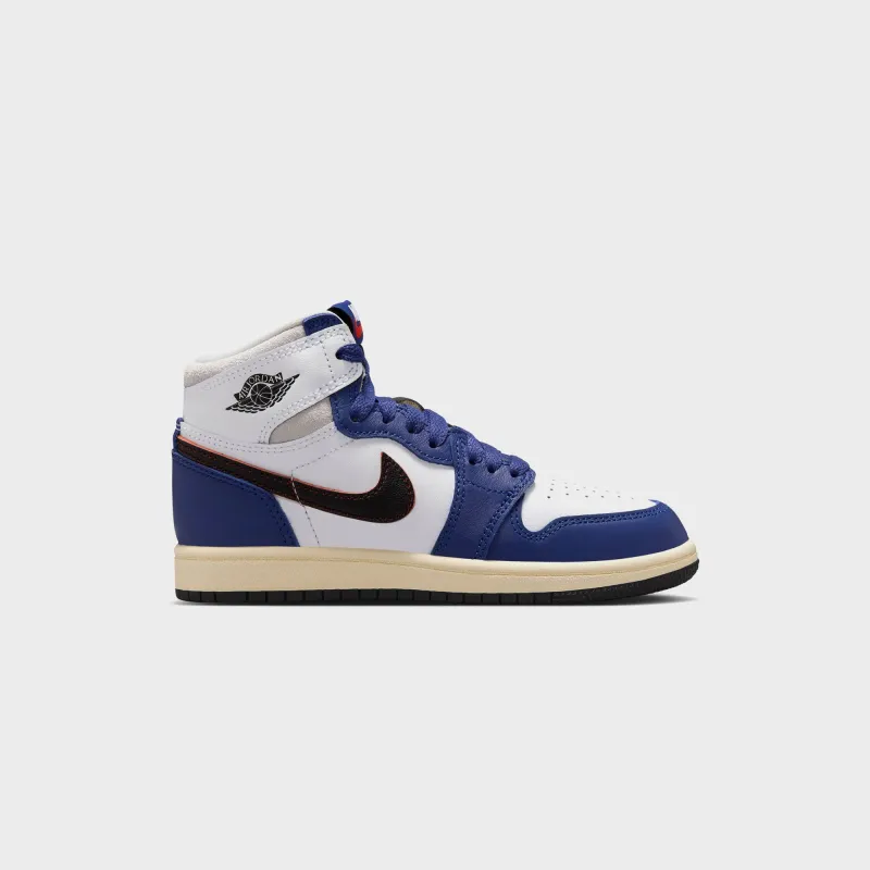 Jordan PS Air Jordan 1 Retro High OG -  White / Black / Neutral Grey / Deep Royal Blue / Muslin sold by Kith