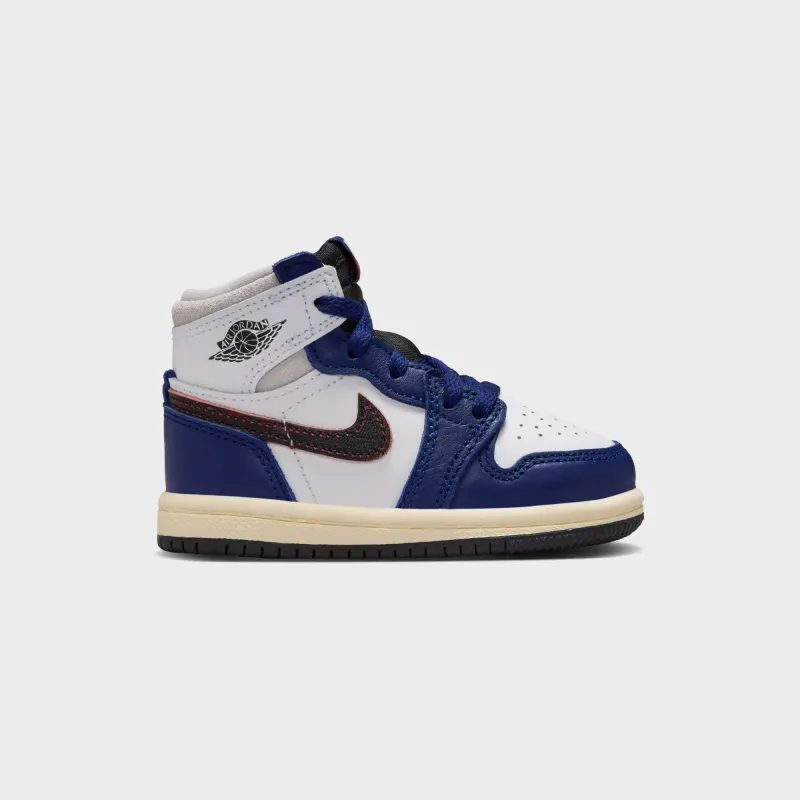 Jordan TD Air Jordan 1 Retro High OG -  White / Black / Neutral Grey / Deep Royal Blue / Muslin sold by Kith