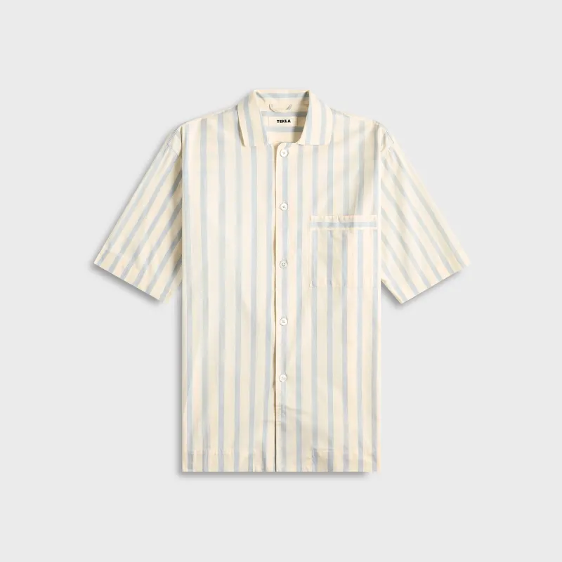 Tekla Poplin Pyjamas Short Sleeve Shirt - Needle Stipes sold by Kith