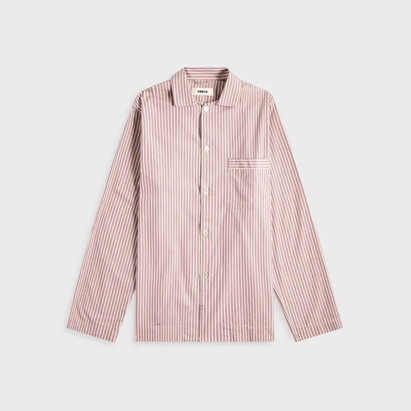 Tekla Poplin Long Sleeve Pyjama Shirt - Skipper Stripes sold by Kith