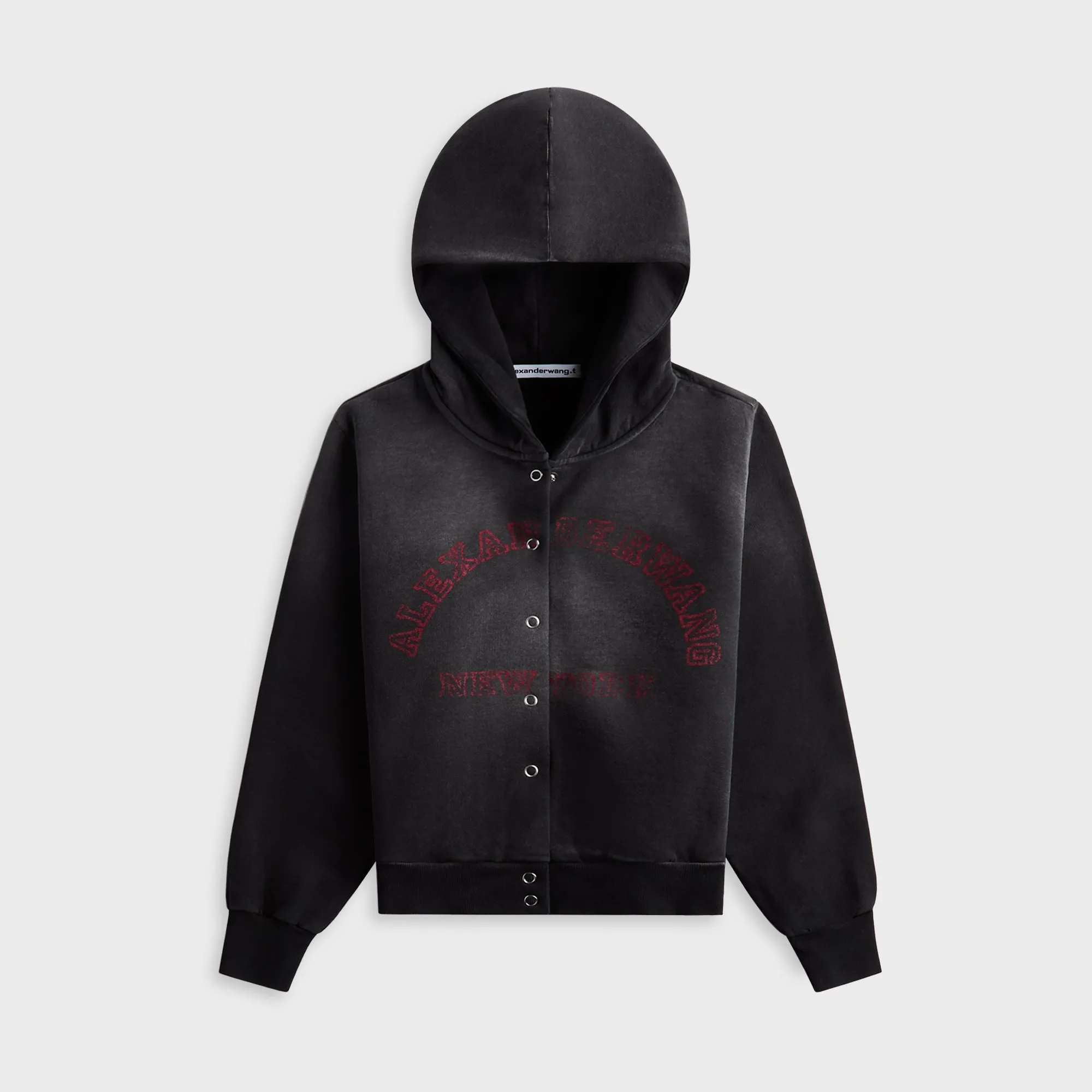 T by Alexander Wang Graphic Shrunken Cardigan Hoodie - Black sold by Kith