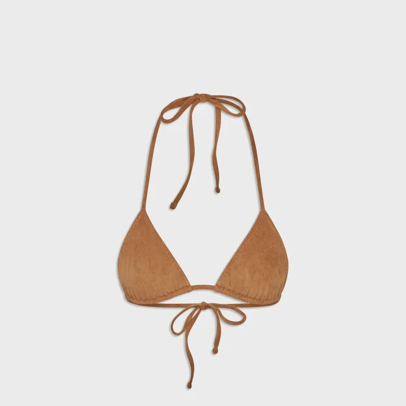 Frankies Bikinis x Bella Hadid Nick Suede Top - Sunkissed Suede sold by Kith