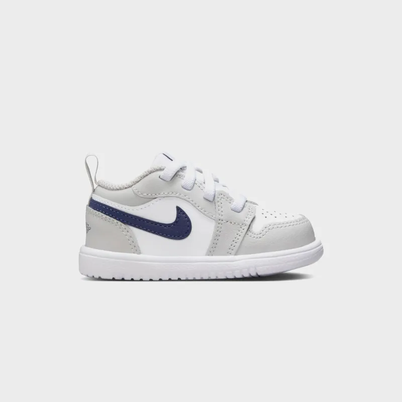 Nike TD Jordan 1 Low Alt - White / Neutral Grey / Gum Medium Brown / Midnight Navy made by Jordan