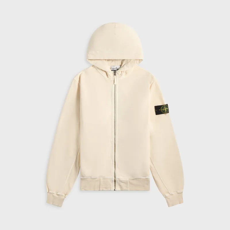 Stone Island Malfile Fleece Garment Dyed Old Effect Zip Hoodie - Biege sold by Kith