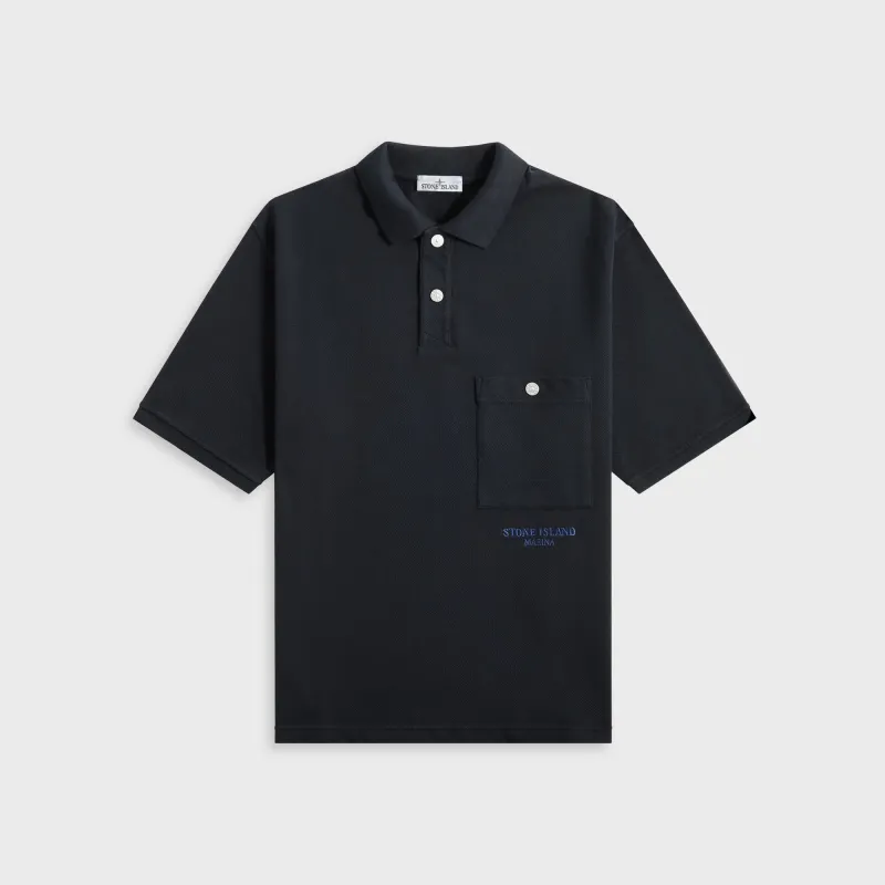 Stone Island Cotton Pique Marina Polo - Navy Blue sold by Kith