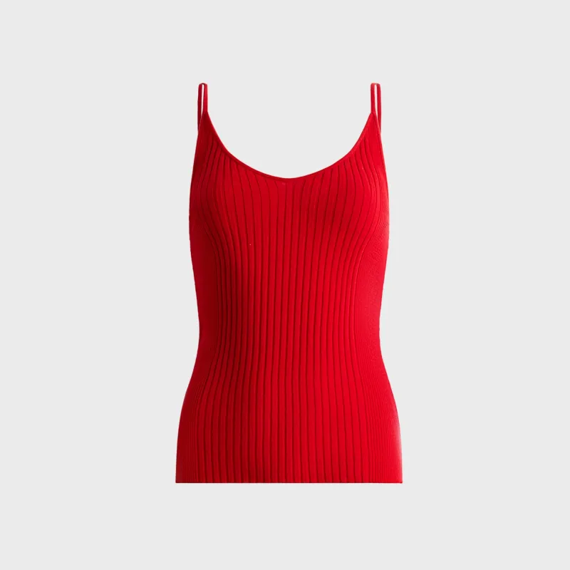 Second Skin Light Weight Vary Rib Knit Tank - Red sold by Kith