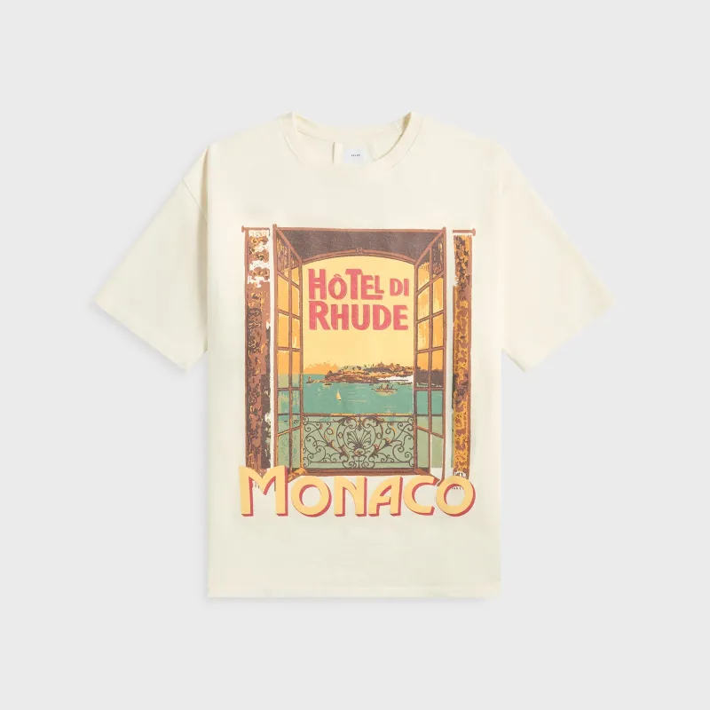 Rhude Hotel Di Monaco Tee - Vintage White sold by Kith