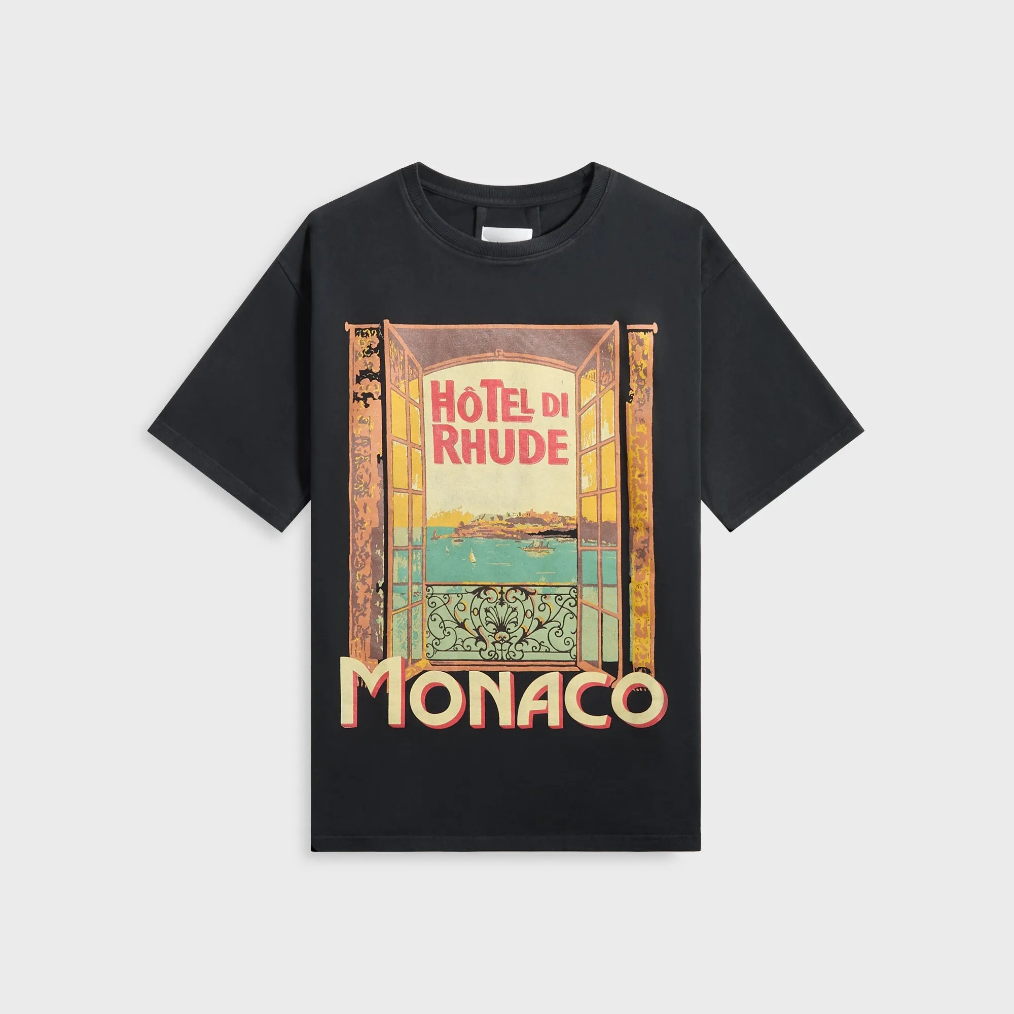Rhude Hotel Di Monaco Tee - Vintage Black sold by Kith