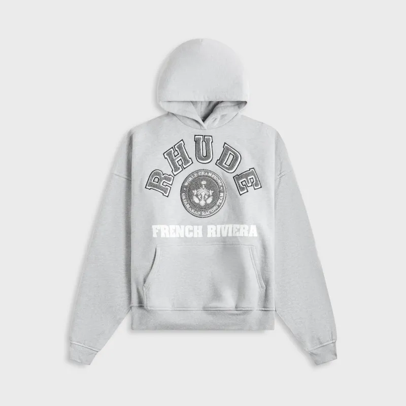 Rhude French Riviera Patch Hoodie - Heather Gray sold by Kith