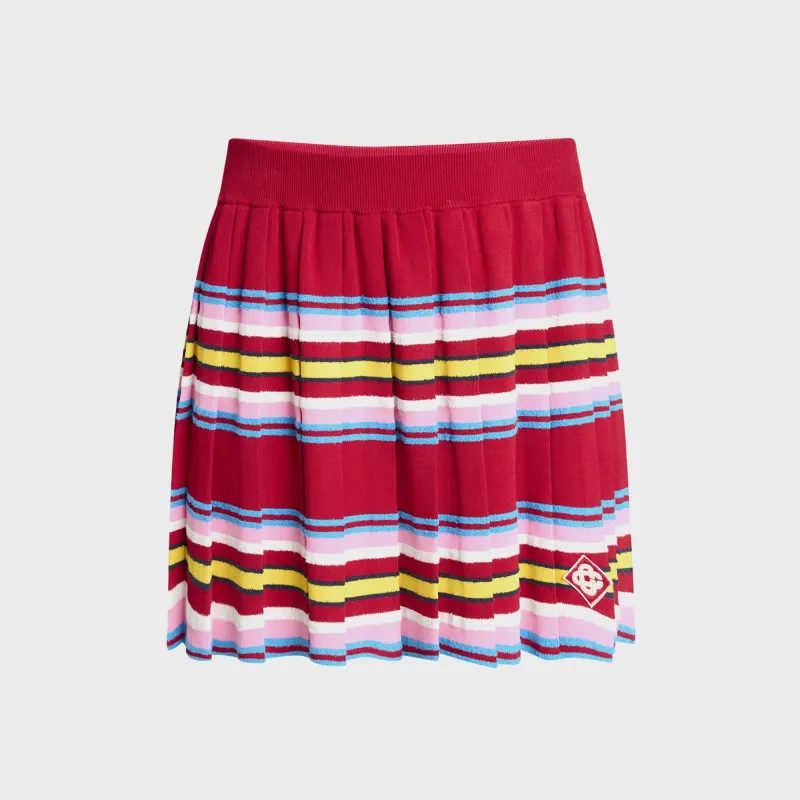 Casablanca Striped Polo Pleated Skort - Multi Dark Red sold by Kith