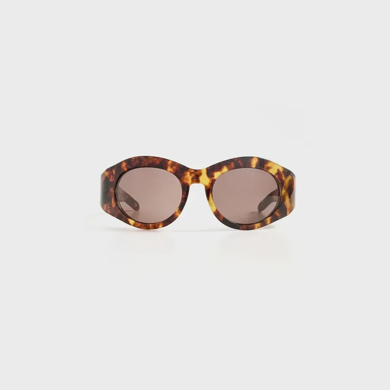 Casablanca Round Goggle Acetate Sunglasses - Tortoise / Black sold by Kith