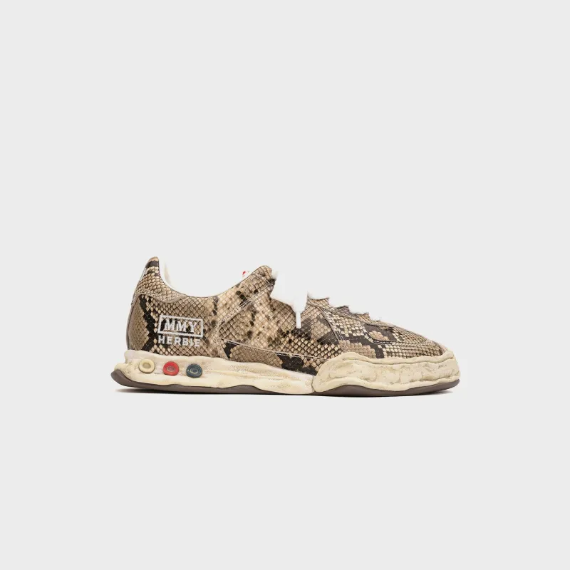 Mihara Yasuhiro Herbie Original Sole Printed Python Leather Low Top Sneaker - Natural sold by Kith