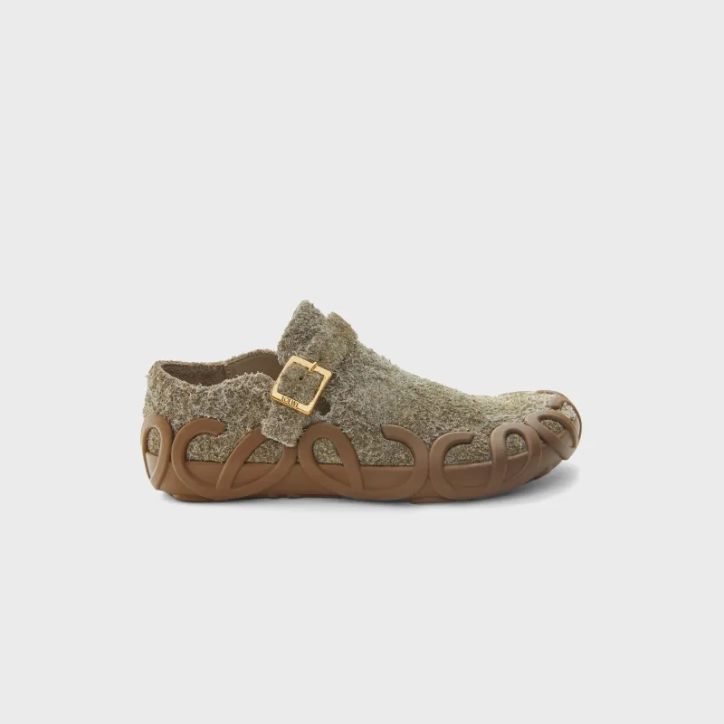 Loewe Rise Buckle Slip On - Khaki Green sold by Kith