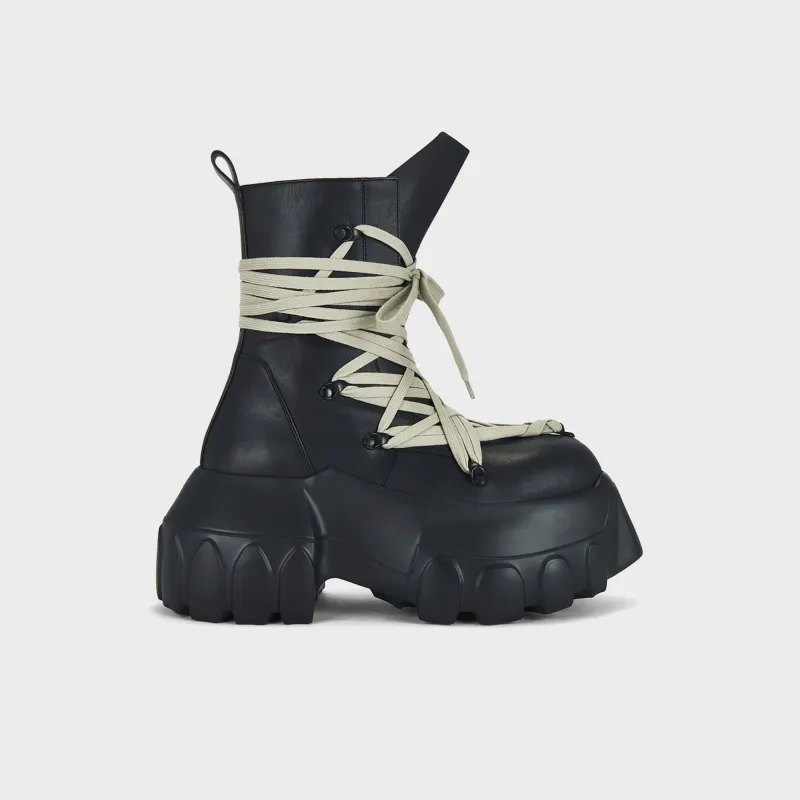 Rick Owens Megalaced Mega Tractor Stivali in Pelle - Black sold by Kith