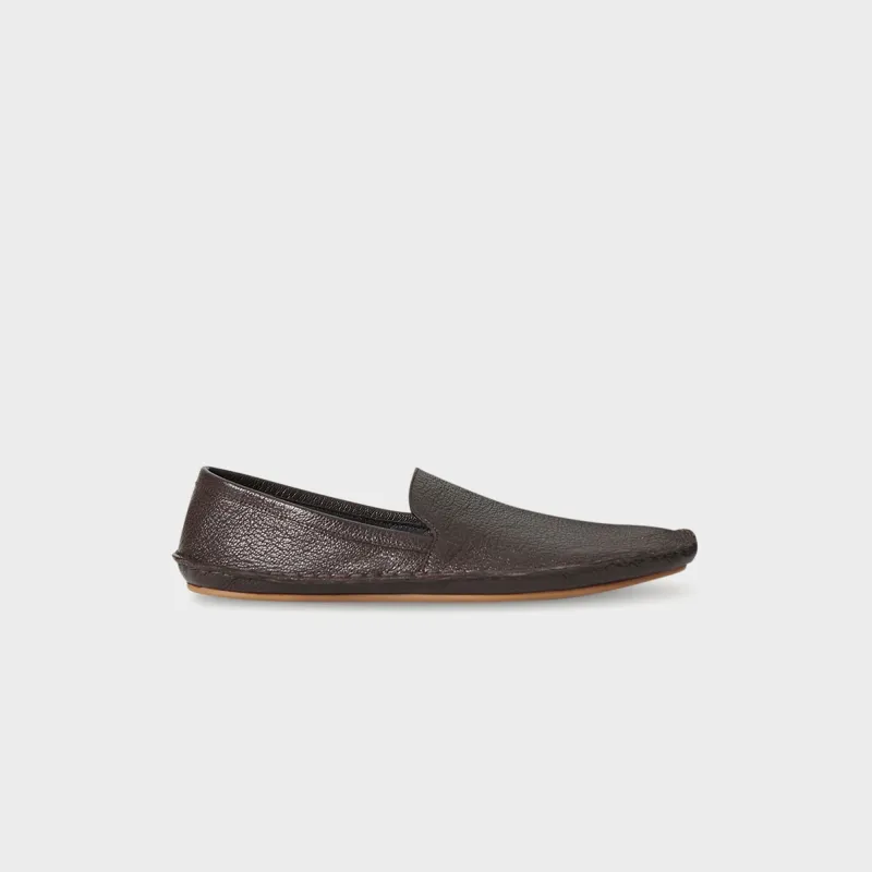 The Row Vasko Grainy Calfskin Shoe - Lacquer Brown made by The Row