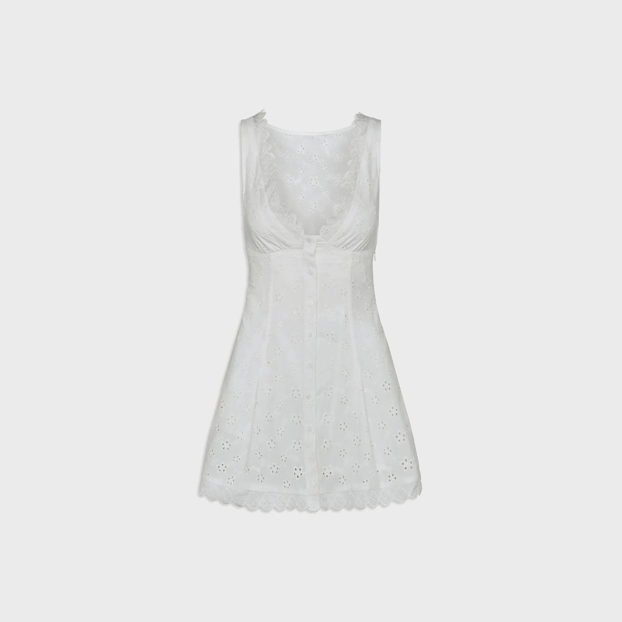 Frankies Bikinis x Bella Hadid Farm Eyelet Mini Dress - Salt Air Eyelet sold by Kith