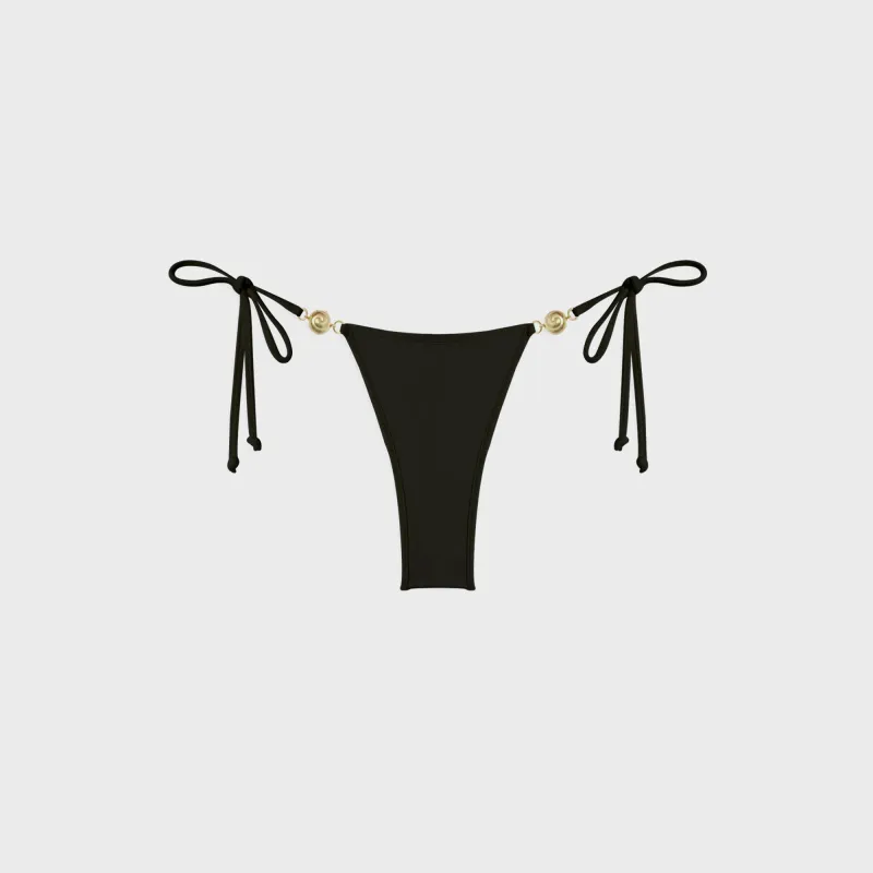 Reina Olga Carioca Splash Skimpy Bikini Bottom - Black Lurex sold by Kith