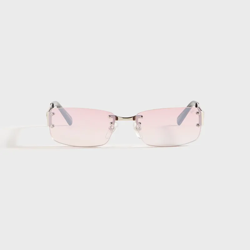 Vintage Frames Infamous Rimless Drill Mount 24KT - White Gold / Nickel Pink Gradient sold by Kith
