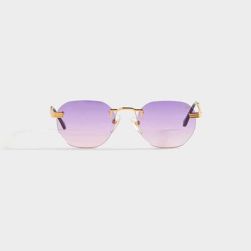Vintage Frames Detroit Player Rimless Drill Mount 24KT - Gold / Purple Gradient sold by Kith