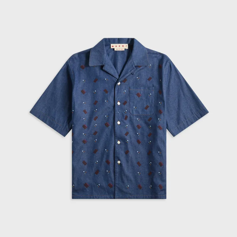 Marni Embroidered Shirt - Blue sold by Kith