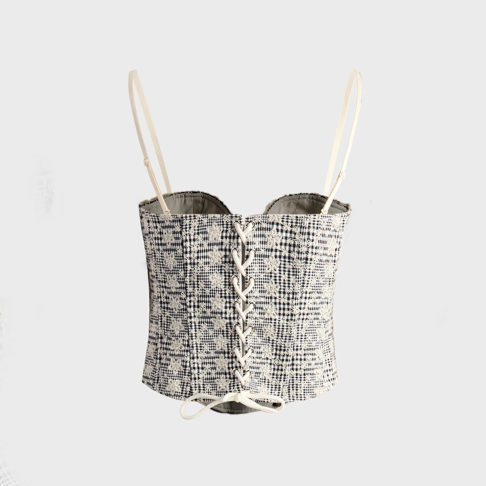 GUIZIO Genevieve Gingham Bustier - Black / White sold by Kith product image thumbnail 2