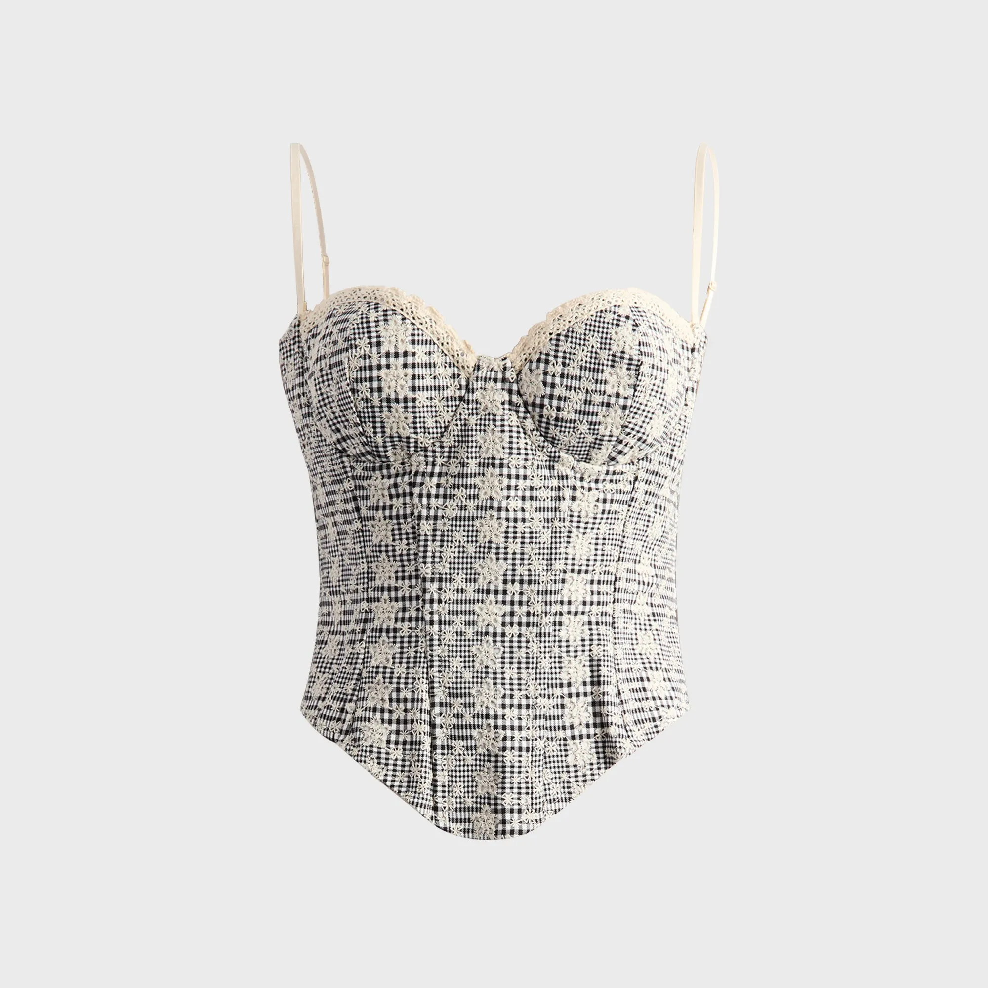 GUIZIO Genevieve Gingham Bustier - Black / White sold by Kith