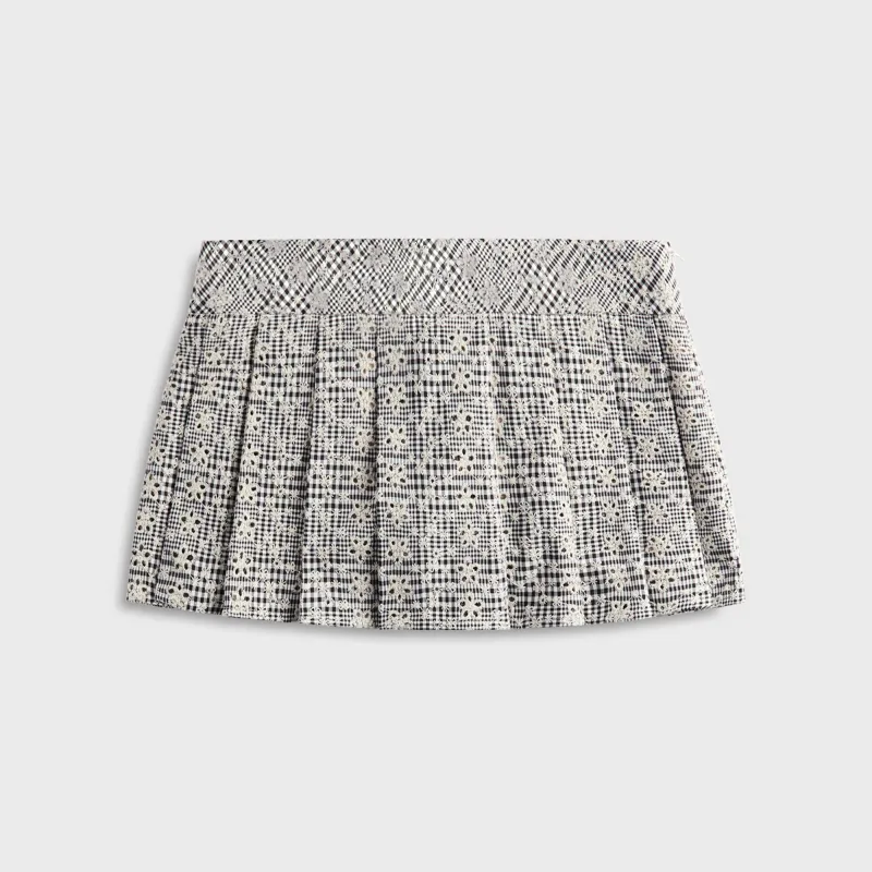 GUIZIO Floriane Gingham Mini Skirt with Shorts - Black / White sold by Kith