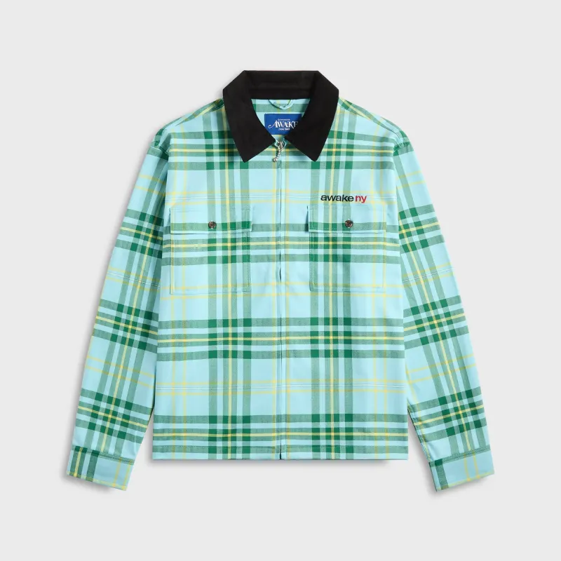 Awake NY Plaid Flannel Shirt - Turquoise made by Awake