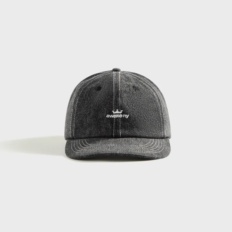 Awake NY Crown Logo Denim Cap - Black sold by Kith