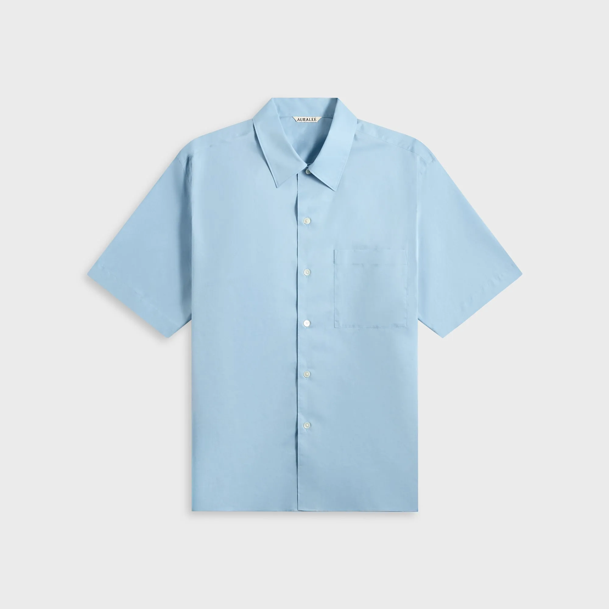 Auralee Washed Finx Typewriter Open Collar Shirt - Light Blue sold by Kith