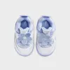 Jordan TD Air Jordan 4 Retro - White / Aluminum / Blue Tint / Oil Green sold by Kith