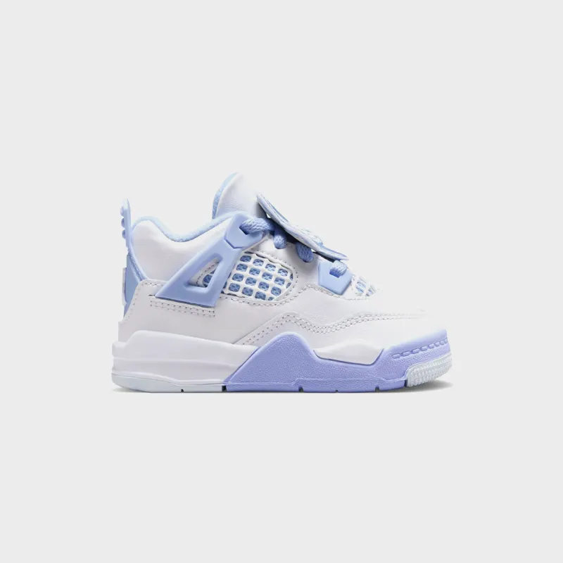 Jordan TD Air Jordan 4 Retro - White / Aluminum / Blue Tint / Oil Green sold by Kith