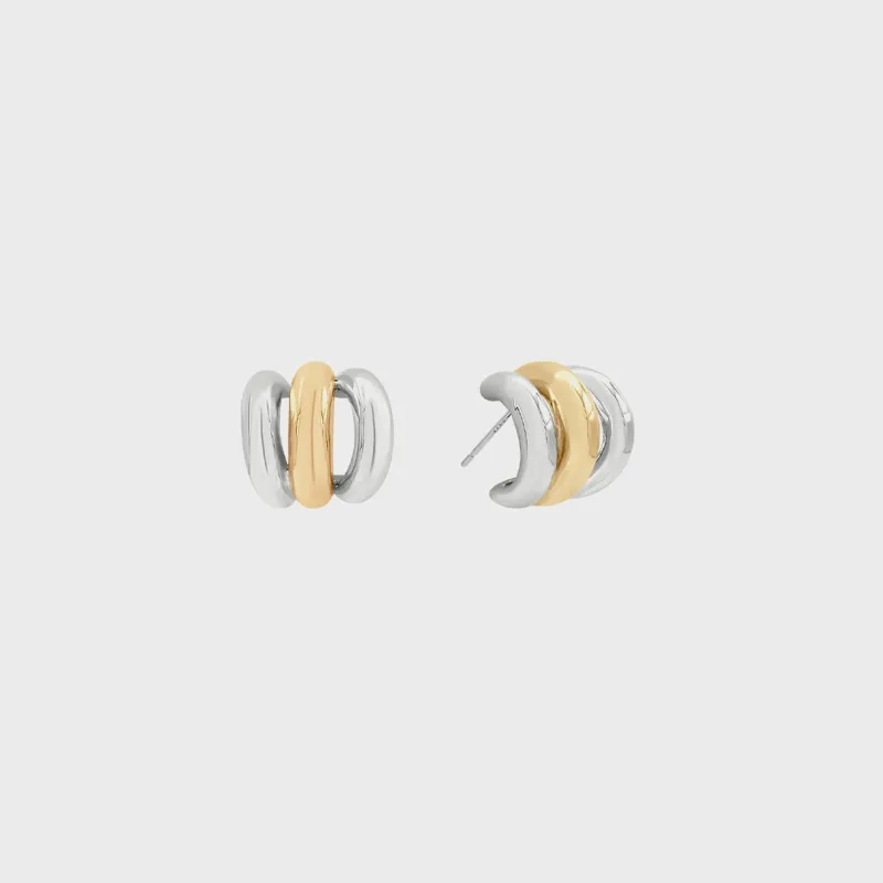 SHASHI Triple Two Toned Hoop - Gold / Silver sold by Kith