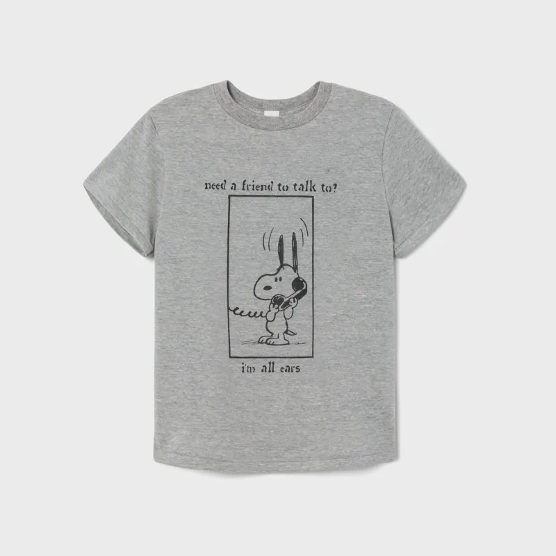 ReDone Classic Snoopy All Ears Tee - Heather Grey sold by Kith