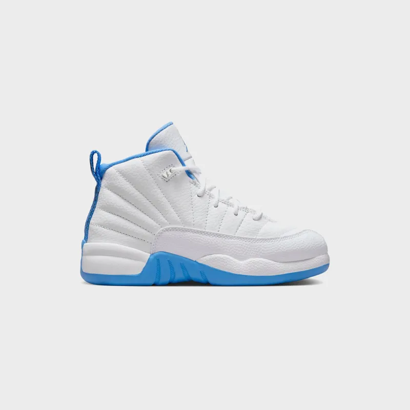 Jordan PS Jordan 12 Retro - White / Metallic Silver / University Blue sold by Kith