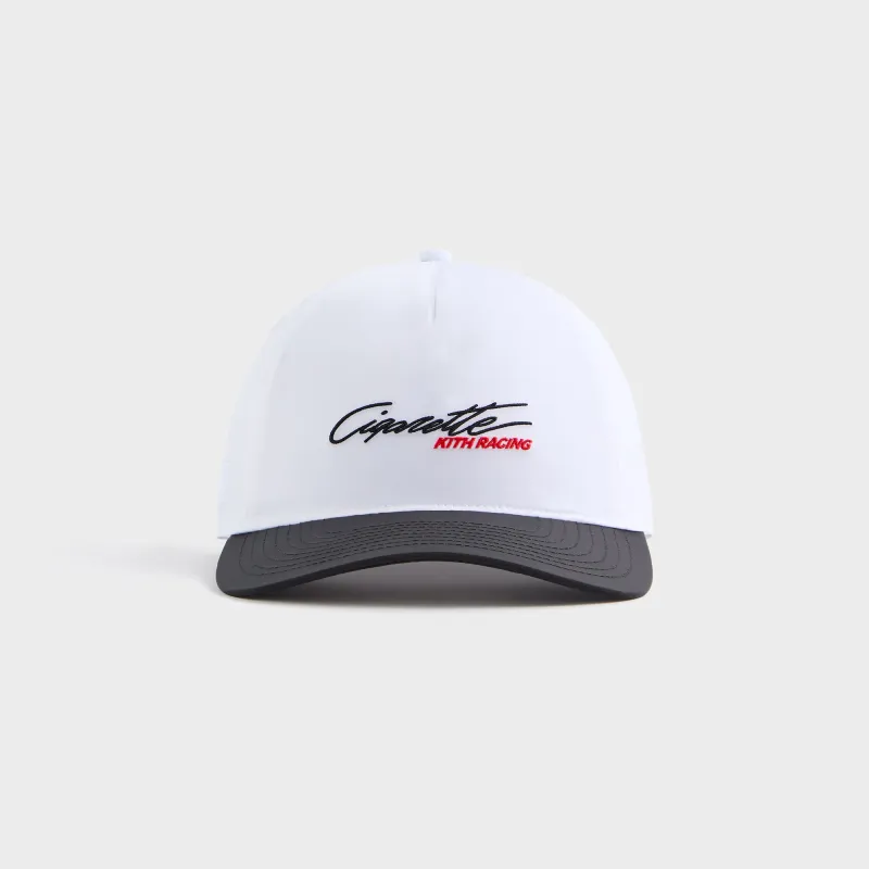 Kith for Cigarette Wrinkle Nylon Bay Low Pinch Crown Snapback - White sold by Kith