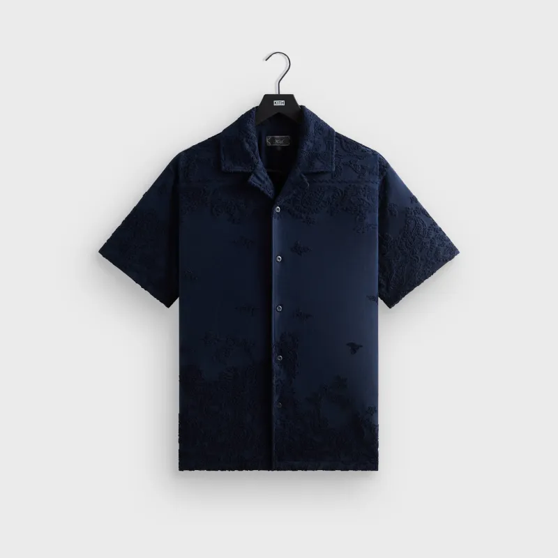 Kith Bandana Micro Terry Thompson Camp Collar Shirt - Nocturnal sold by Kith