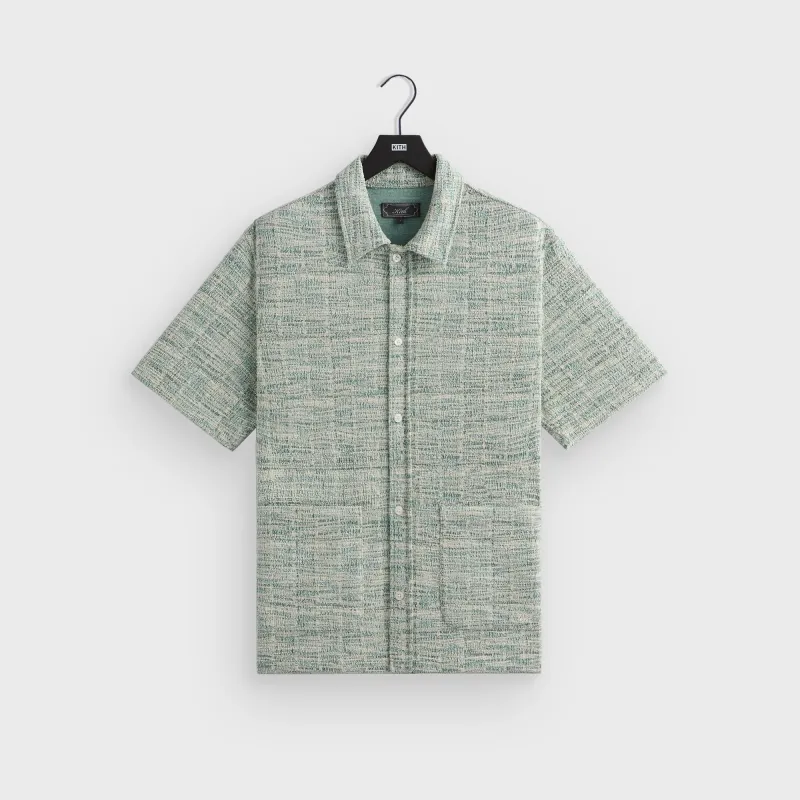 Kith Tweed Short Sleeve Boxy Collared Overshirt - Mykonos sold by Kith