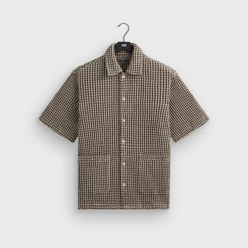 Kith Geometric Diamond Short Sleeve Boxy Collared Overshirt - Black sold by Kith