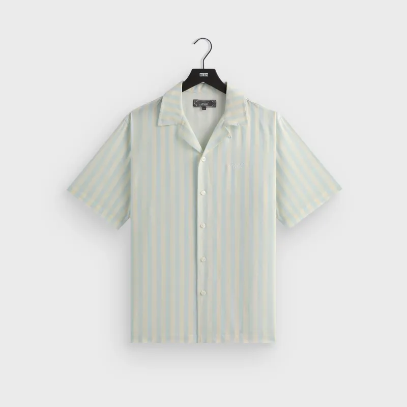 Kith Striped Thompson Camp Collar Shirt - Light Indigo sold by Kith