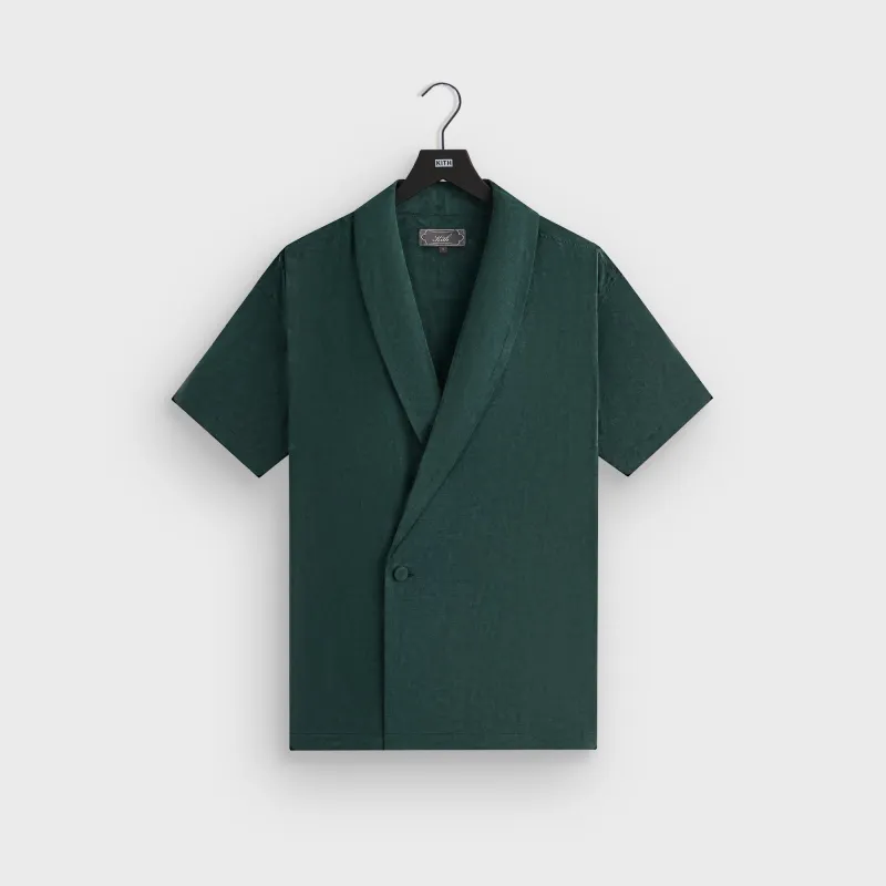 Kith Cupro Linen Short Sleeve Thompson Crossover Shirt - Stadium sold by Kith