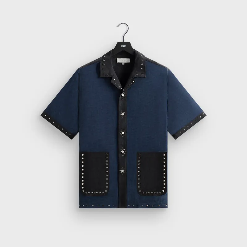 関税・送料込 25SS Kith Silk Thompson Camp Collar Shirt Kith Silk Cotton Thompson Camp Collar Shirt - Black – Kith