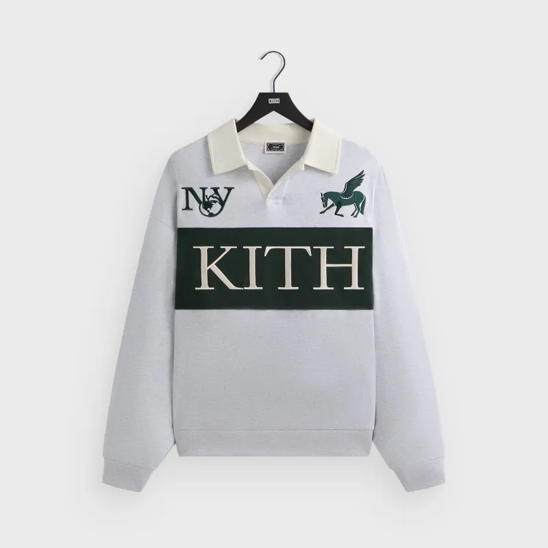 Kith Rugby Nelson Collared Pullover - Light Heather Grey sold by Kith
