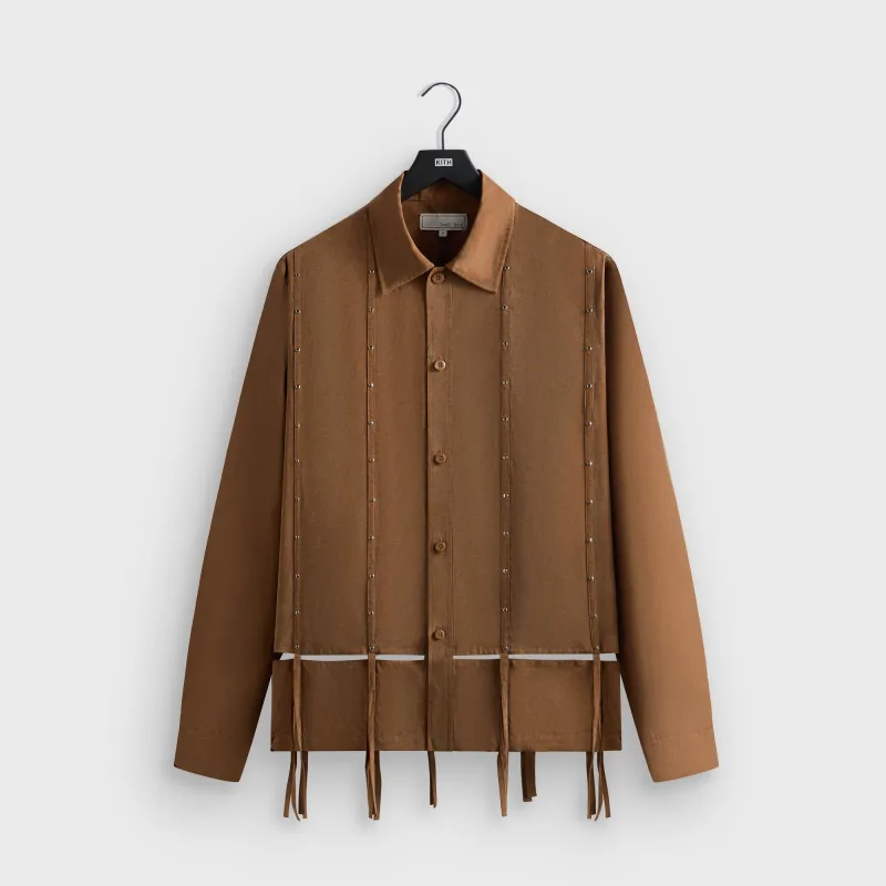 &Kin Ribbon Long Sleeve Boxy Collared Overshirt - Modsy sold by Kith