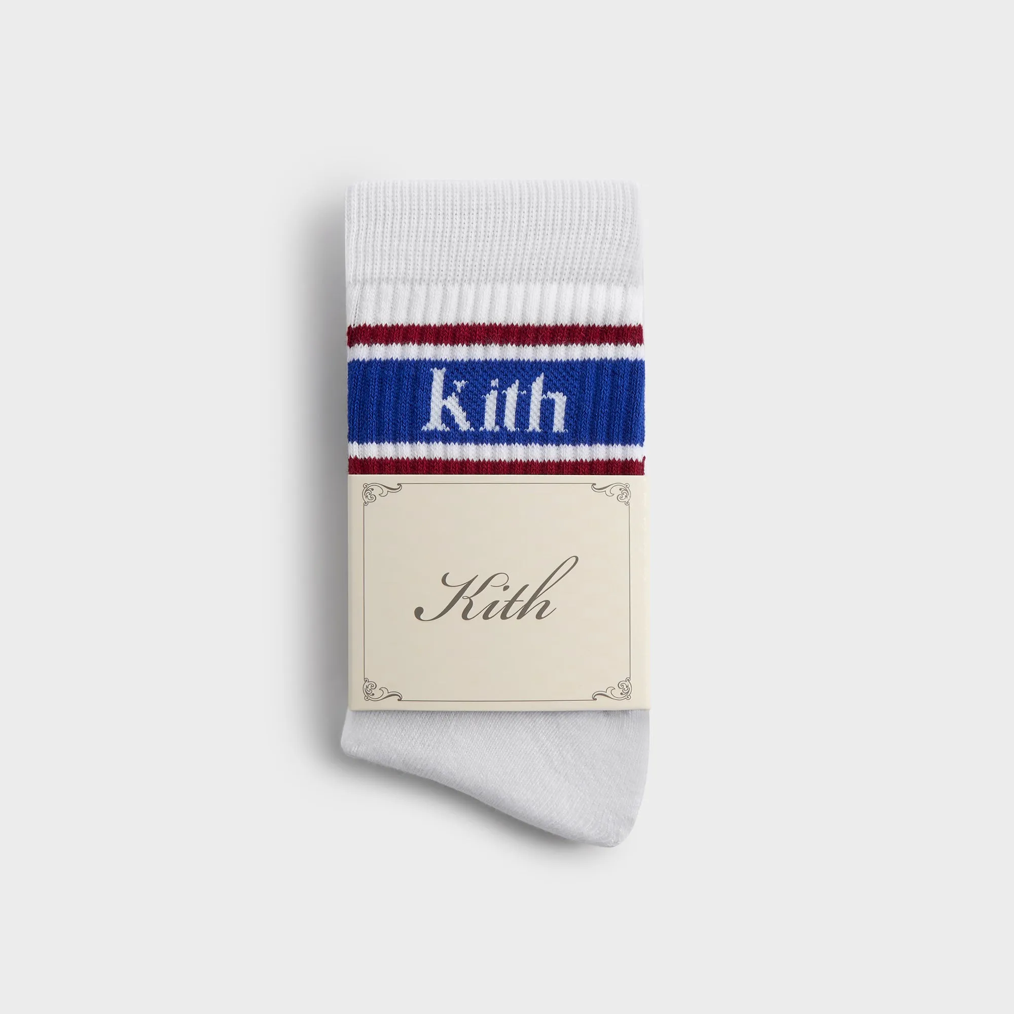 Kith 3-Pack Variegated Striped Mid Crew Socks - White sold by Kith product image thumbnail 2