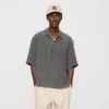&Kin Silk Habotai Short Sleeve Reade Shirt - Somber sold by Kith