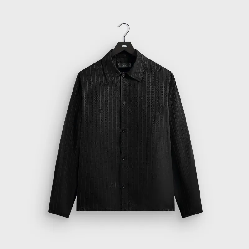 Kith Crest Logo Boxy Collared Overshirt - Black sold by Kith