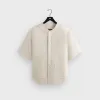 Kith Washed Denim Willis Baseball Shirt - Sandrift sold by Kith